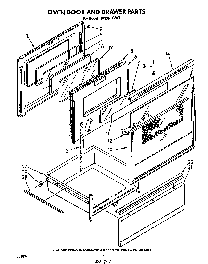 Oven door and drawer