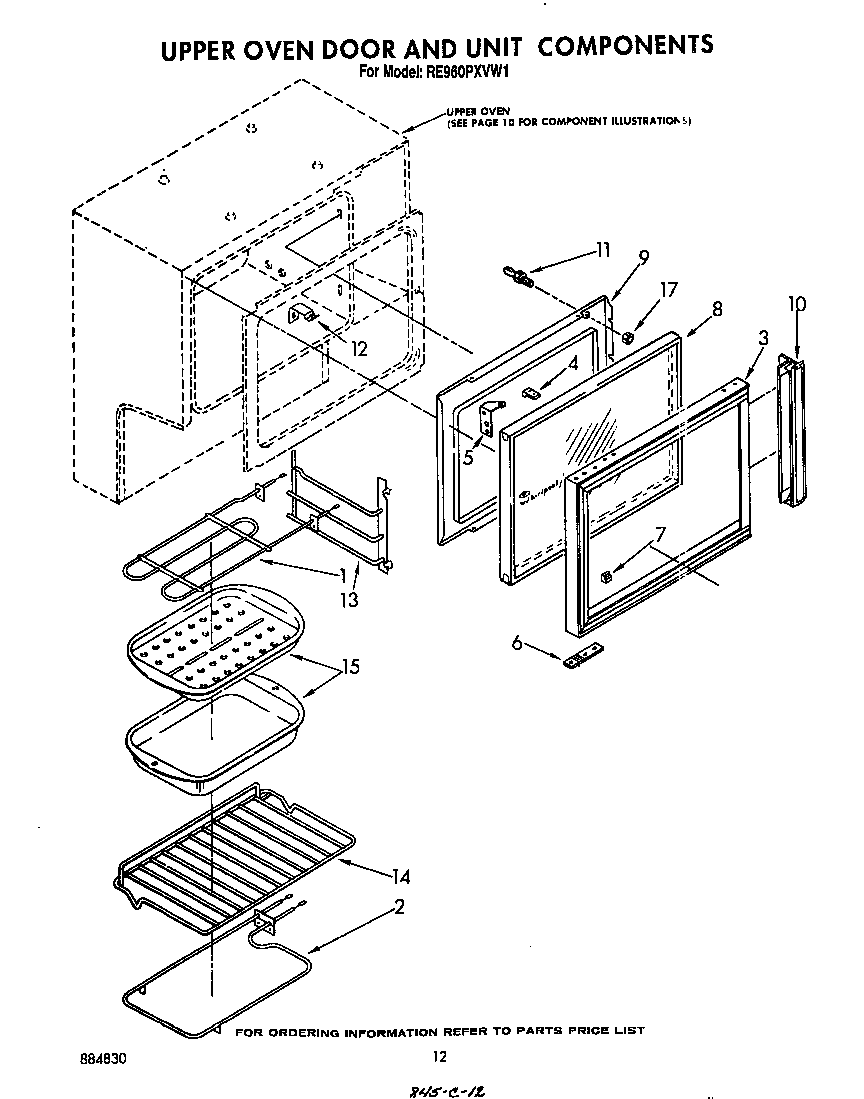 Upper oven door and unit