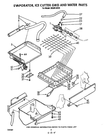 Evaporator, ice cutter grid and water