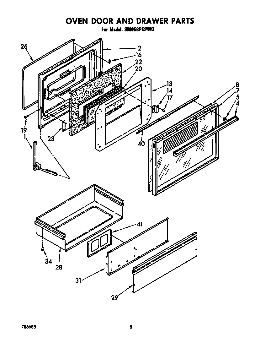 Oven door and drawer