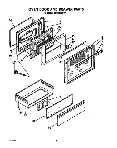 Oven door and drawer