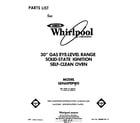 Whirlpool SE960PEPW0 front cover diagram