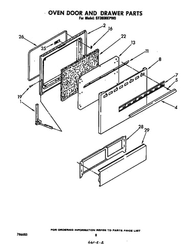 Oven door and drawer