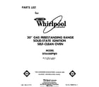 Whirlpool SF365BEPW0 front cover diagram