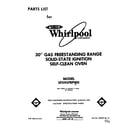 Whirlpool SF395PEPW0 front cover diagram