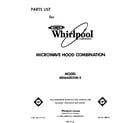 Whirlpool MH6600XM2 front cover diagram