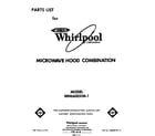 Whirlpool MH6600XM1 front cover diagram