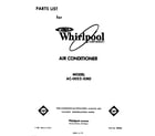 Whirlpool AC0052XM0 front cover diagram