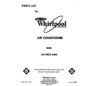 Whirlpool ACP802XM0 front cover diagram