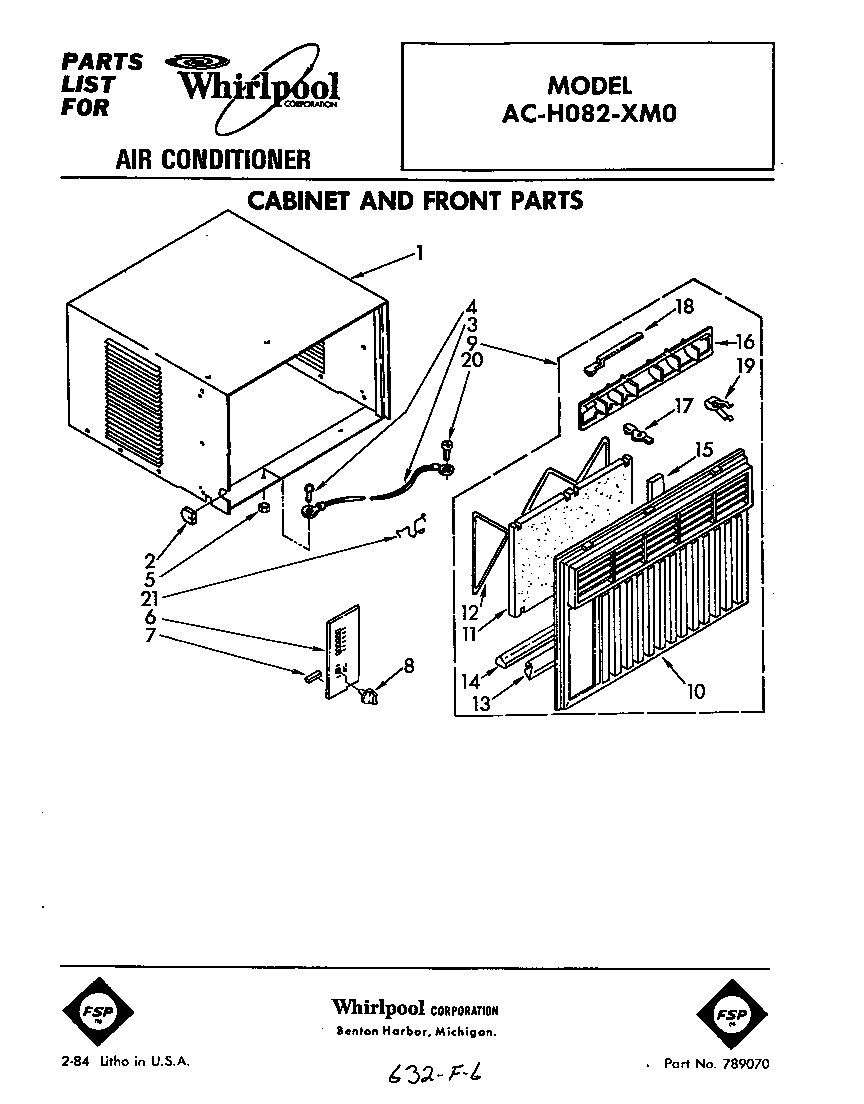 Cabinet and front parts