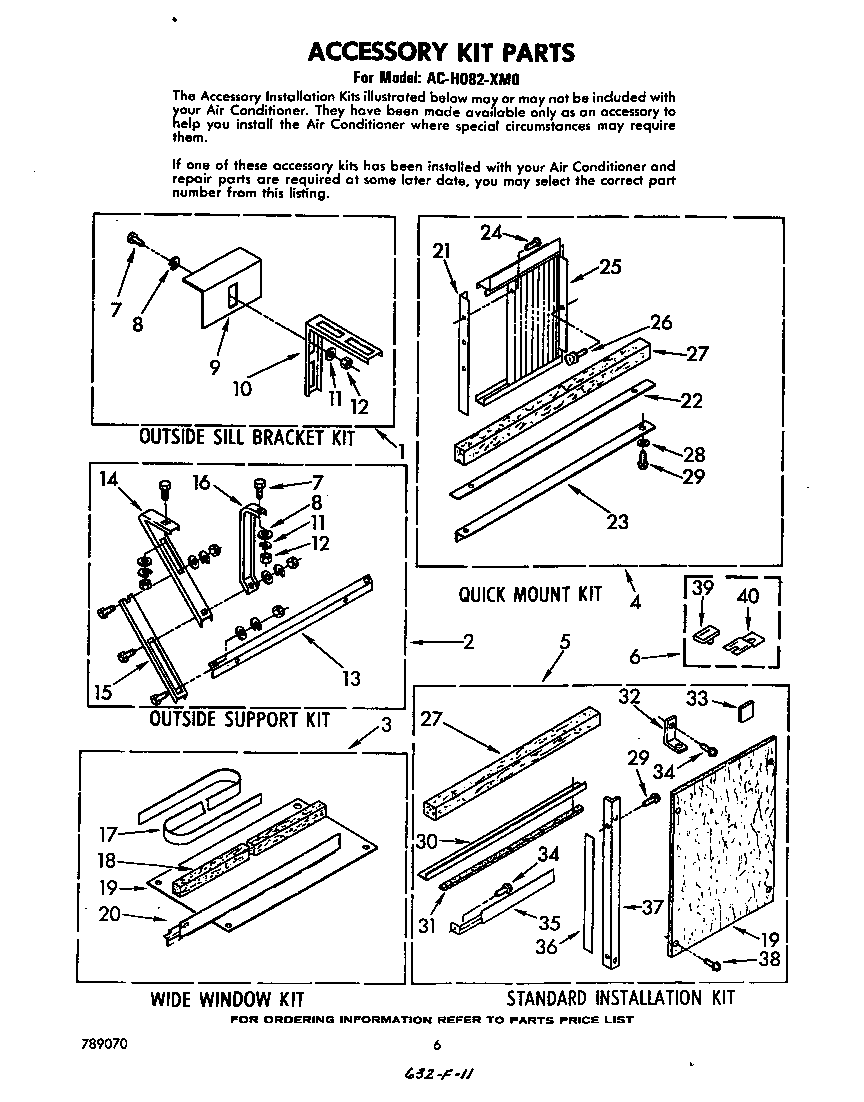 Accessory kit parts