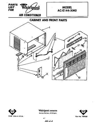 Cabinet and front parts