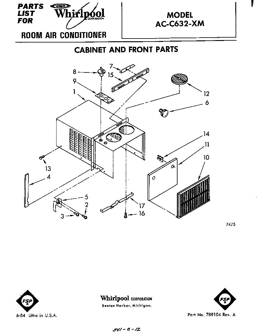 Cabinet and front parts