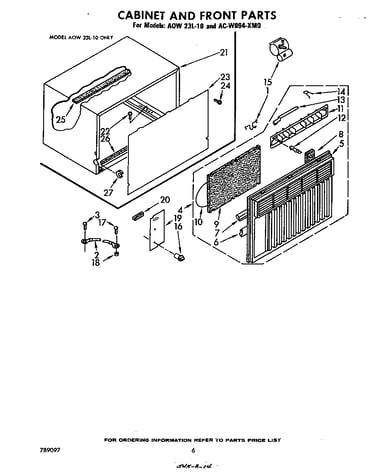 Cabinet and front parts