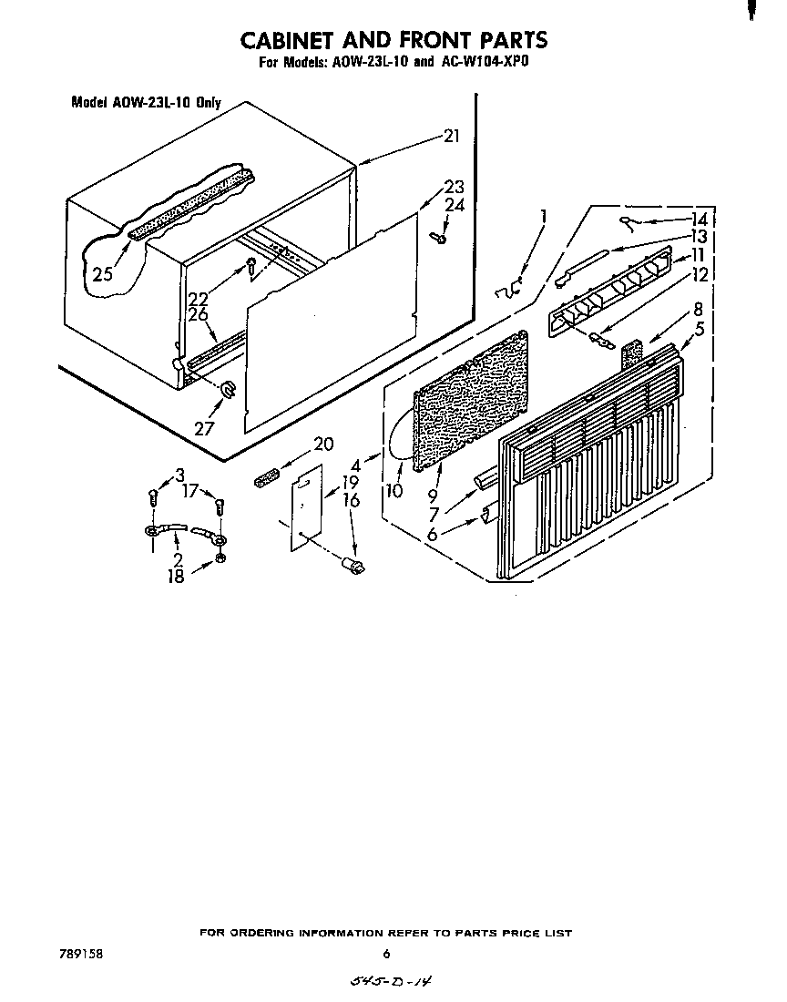 Cabinet and front parts