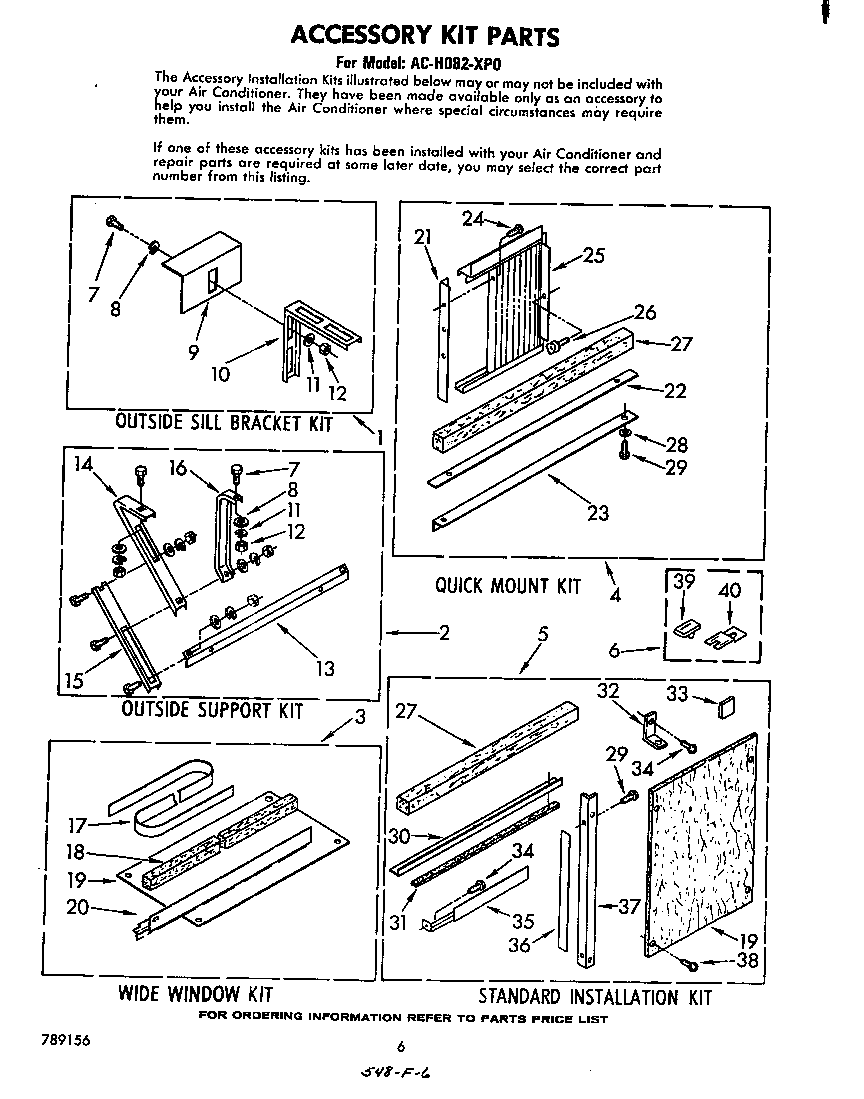 Accessory kit parts