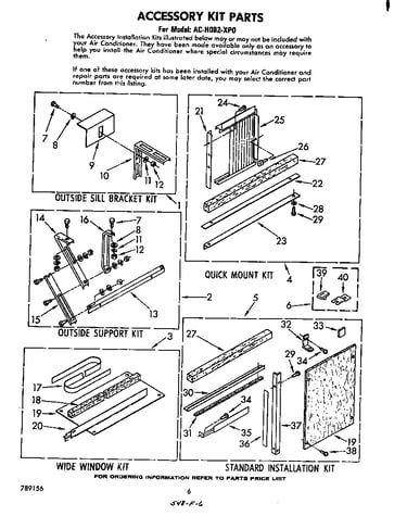 Accessory kit parts