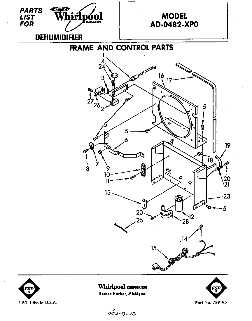 Frame and control parts