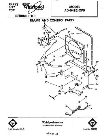 Frame and control parts