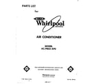 Whirlpool ACP802XP0 front cover diagram