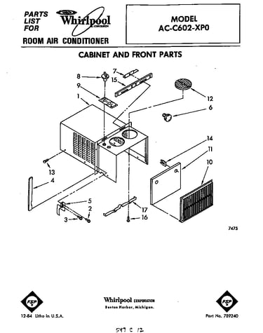 Cabinet and front parts