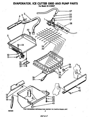 Evaporator, ice cutter grid and pump