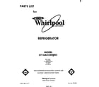 Whirlpool ET18AKXMWR2 front cover diagram