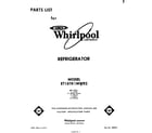 Whirlpool ET18TK1MWR2 front cover diagram