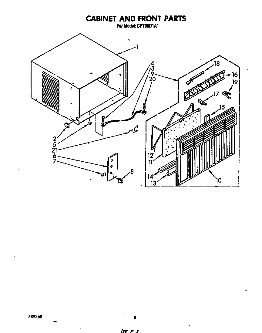 Cabinet and front