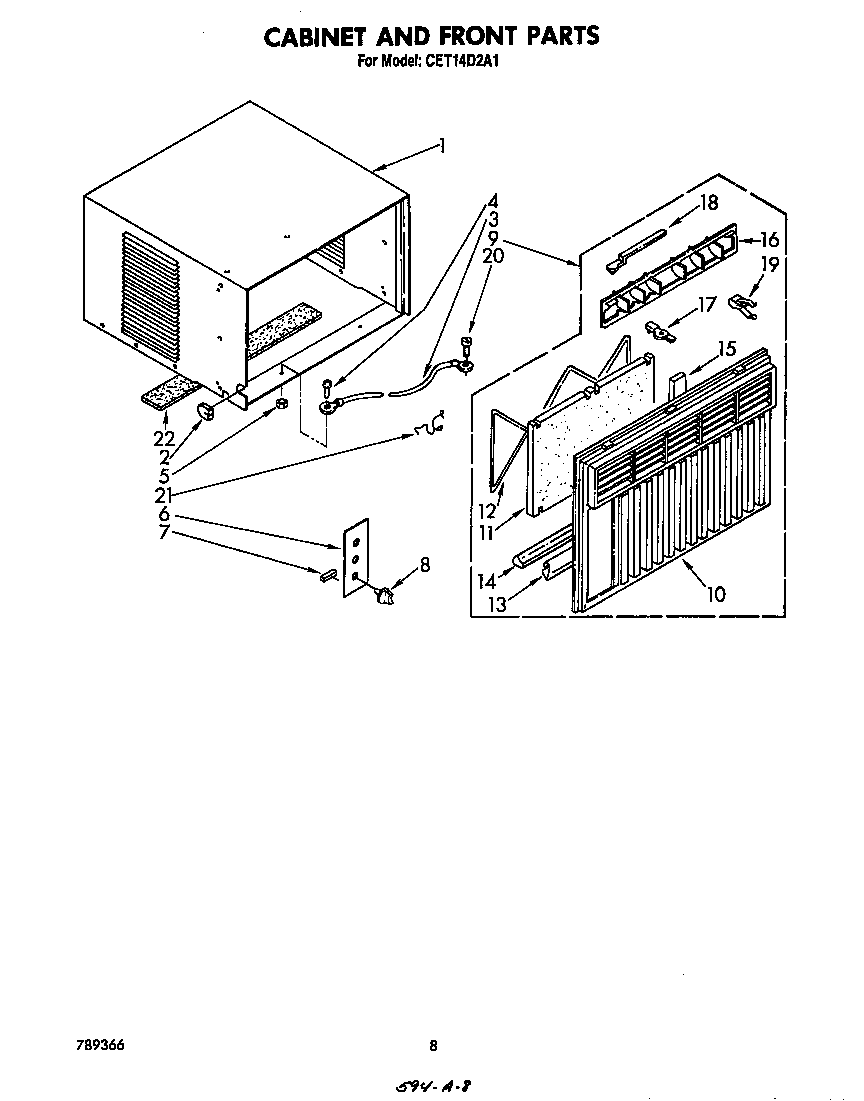 Cabinet and front