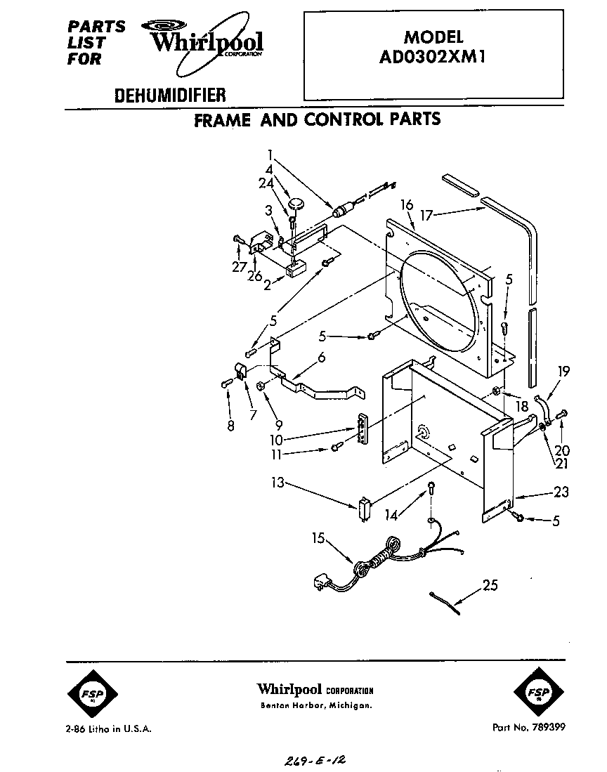 Frame and control parts