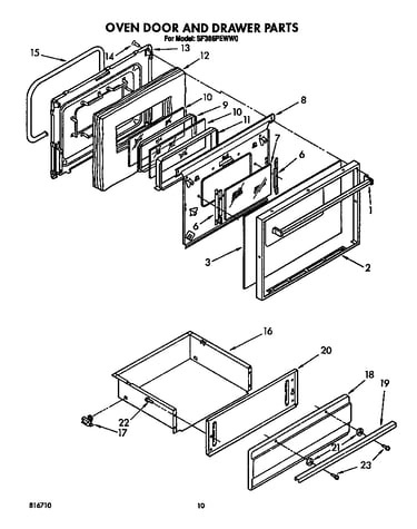 Oven door and drawer