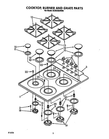 Cooktop, burner, grate parts