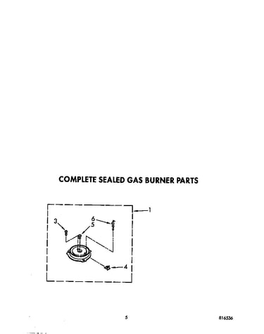 Complete sealed gas burner parts
