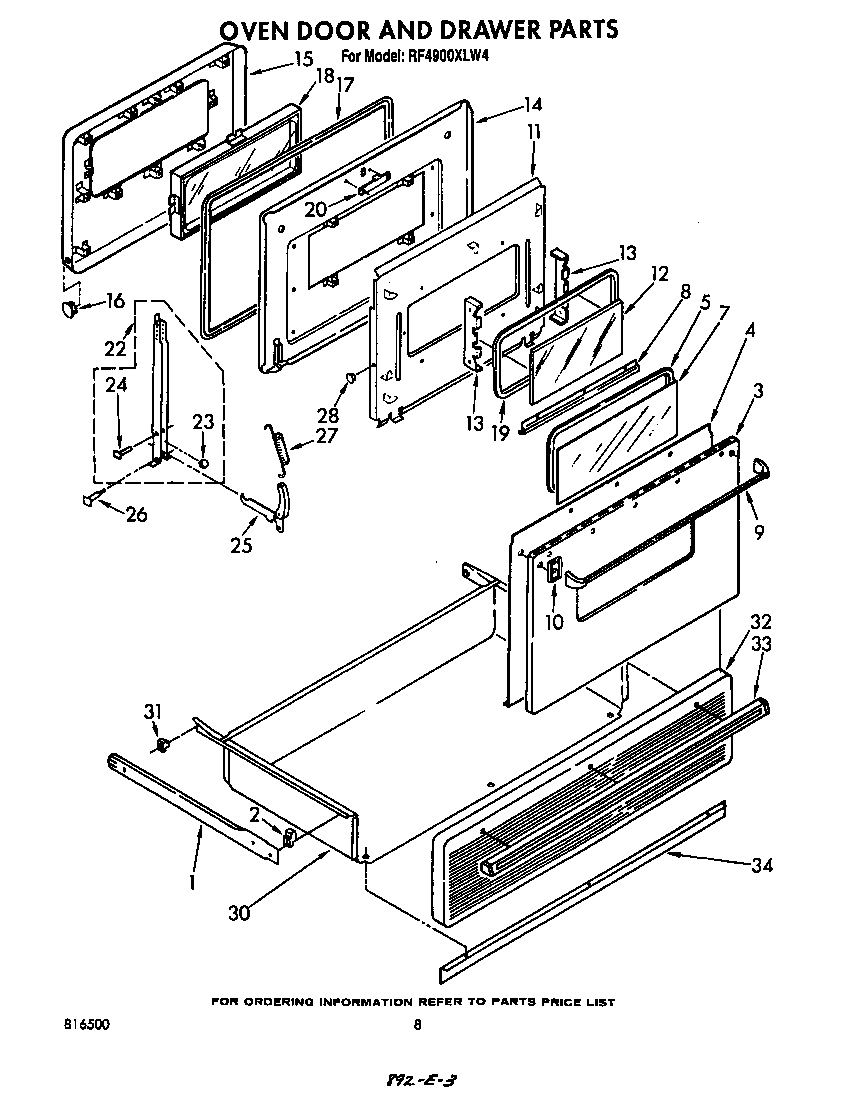 Oven door and drawer
