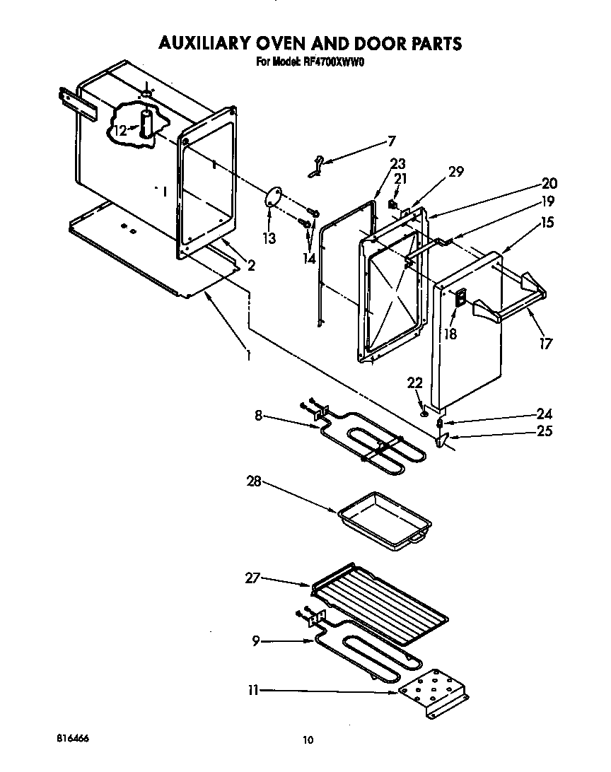 Auxiliary oven and door