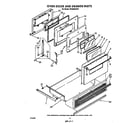 Whirlpool RF4900XLW3 oven door and drawer diagram