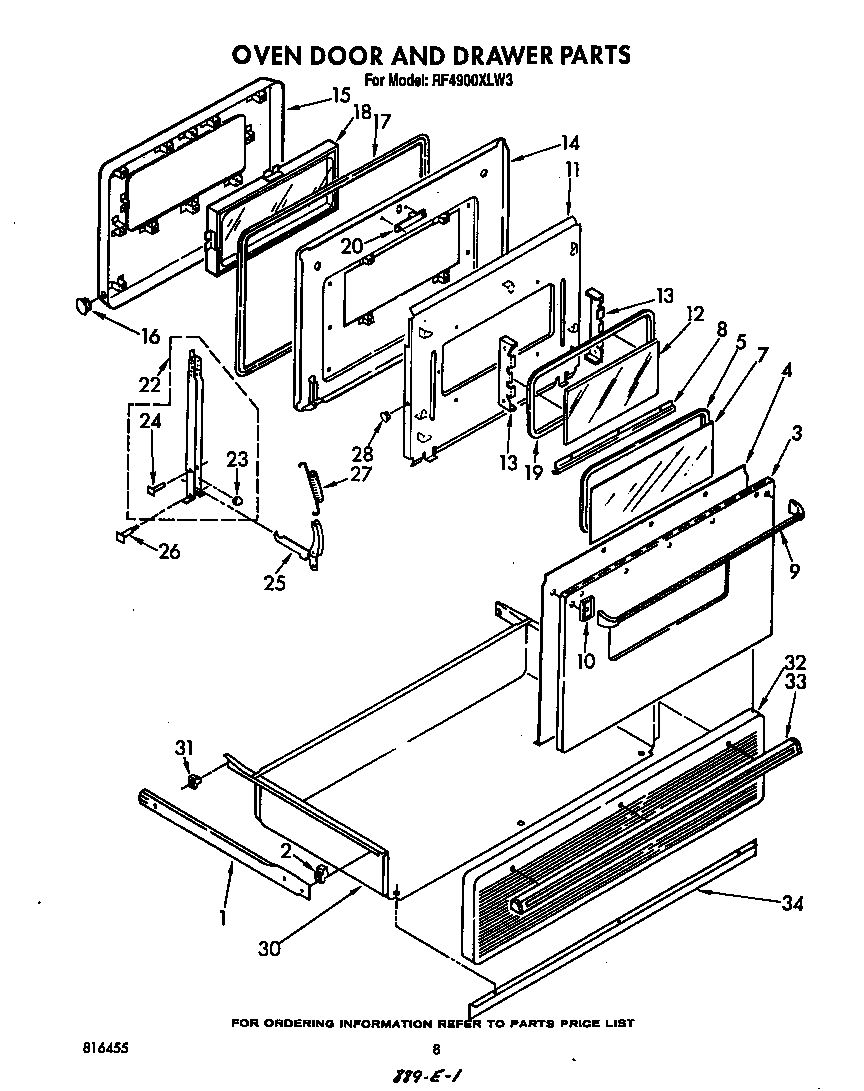 OVEN DOOR AND DRAWER