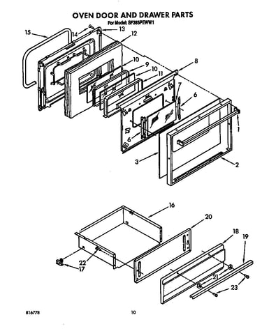 Oven door and drawer