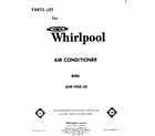 Whirlpool AHFH0820 front cover diagram