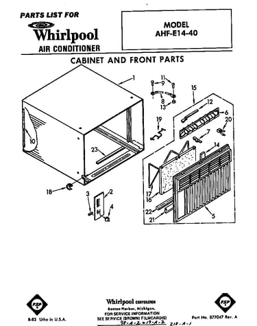 Cabinet and front parts