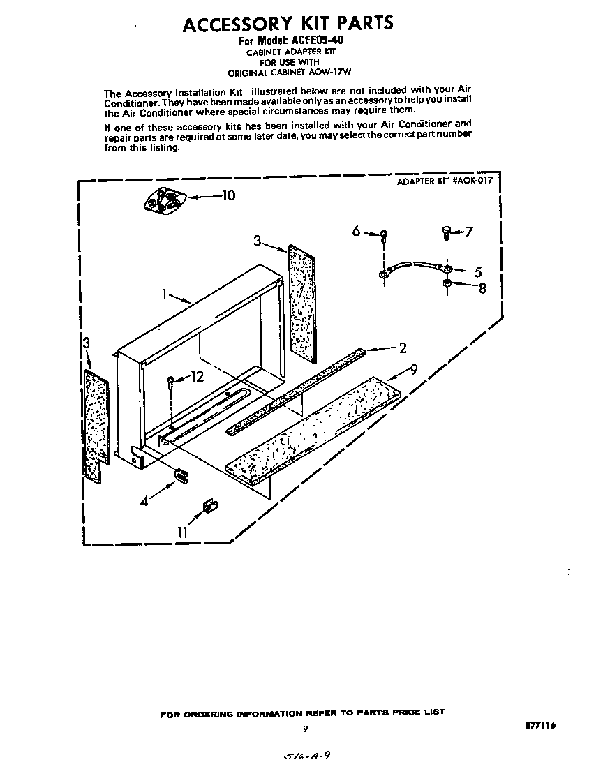 Accessory kit parts