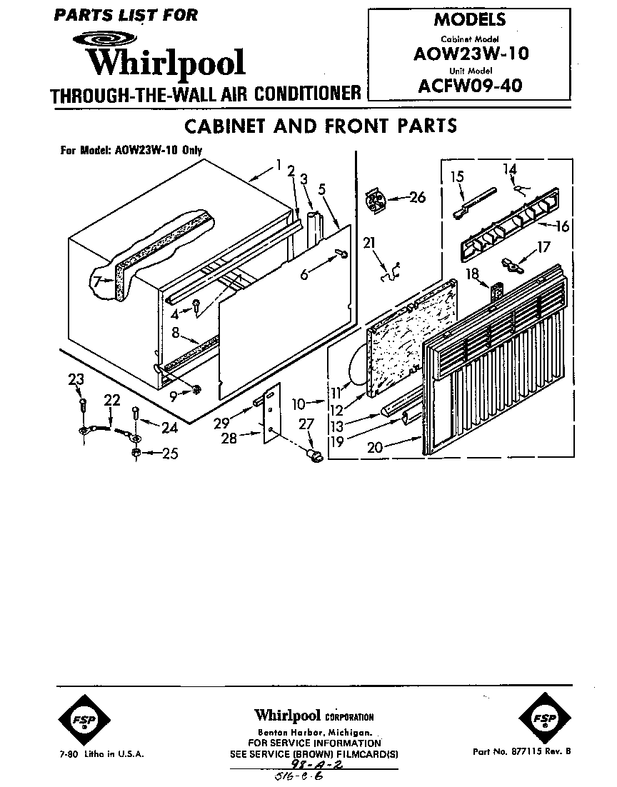 Cabinet and front