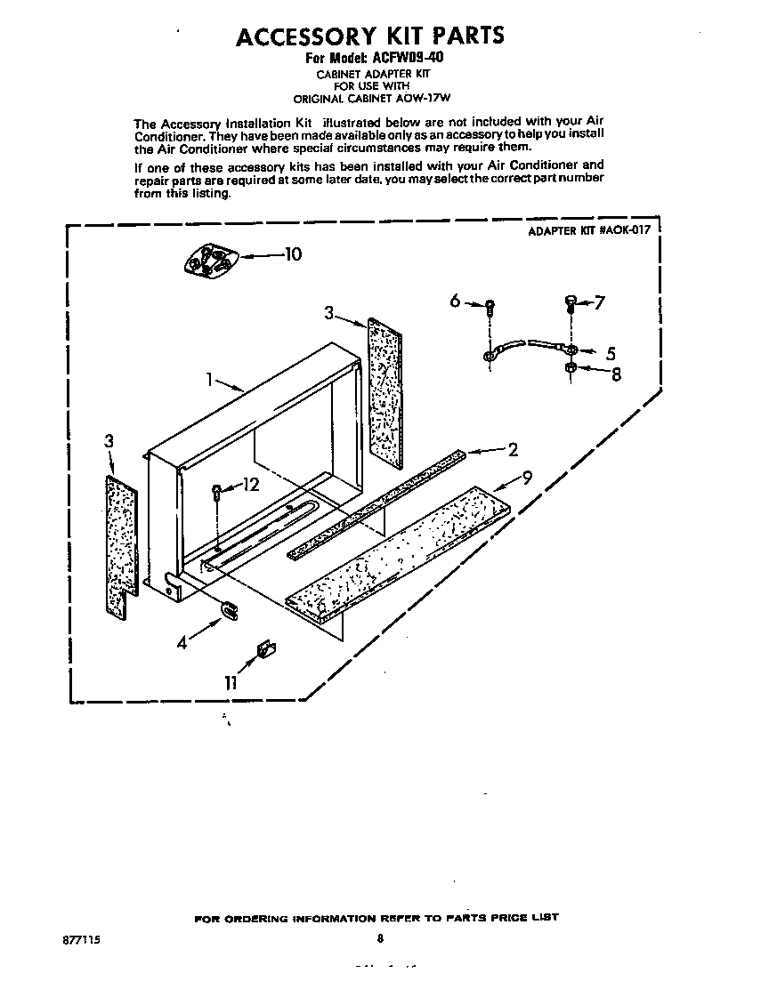 Accessory kit parts