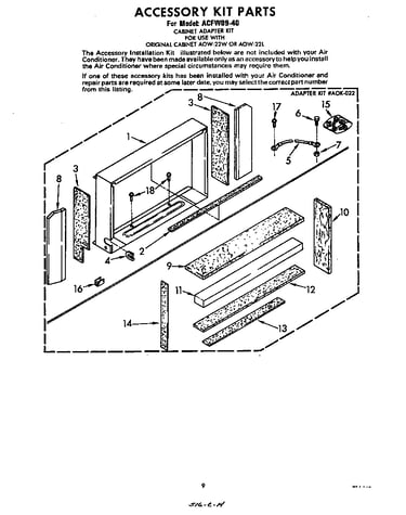 Accessory kit parts