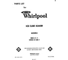 Whirlpool CHCS51AE1 front cover diagram