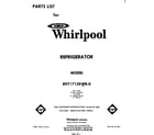 Whirlpool EHT171ZKWR0 front cover diagram