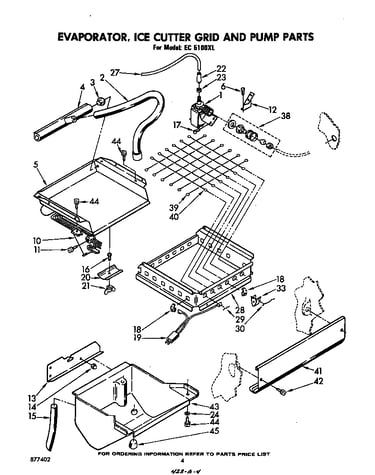 Evaporator, ice cutter grid and pump