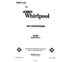 Whirlpool AHFP5021 front cover diagram