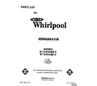 Whirlpool ET16JKXLWL0 front cover diagram